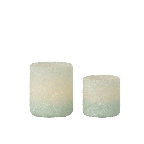 Lot De 2 Photophores En Verre "pierre" 9cm Blanc
