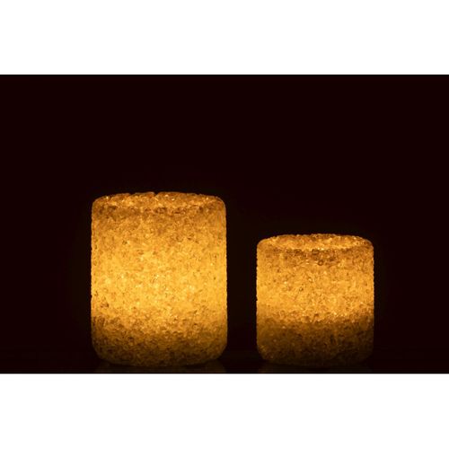 Lot De 2 Photophores En Verre "pierre" 9cm Blanc