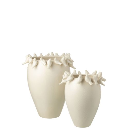 Vase Déco En Argile "budgie" 50cm Blanc
