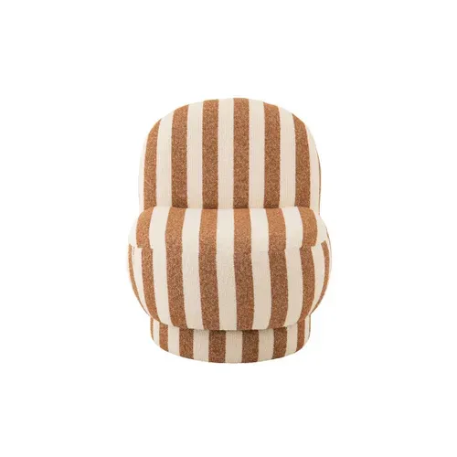 Fauteuil À Rayures "ligné" 76cm Camel et Blanc Cassé
