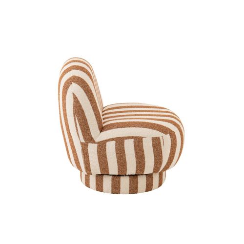 Fauteuil À Rayures "ligné" 76cm Camel et Blanc Cassé