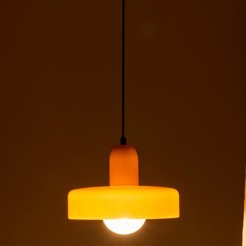 Suspension Design En Verre "rétro" 25cm Orange