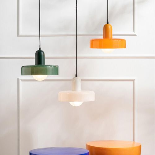 Suspension Design En Verre "rétro" 25cm Orange