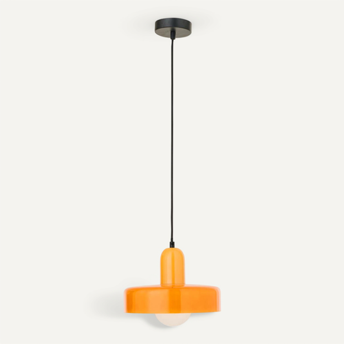 Suspension Design En Verre "rétro" 25cm Orange