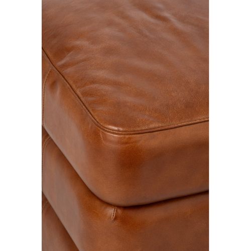 Pouf Carré En Cuir "austin" 46cm Camel