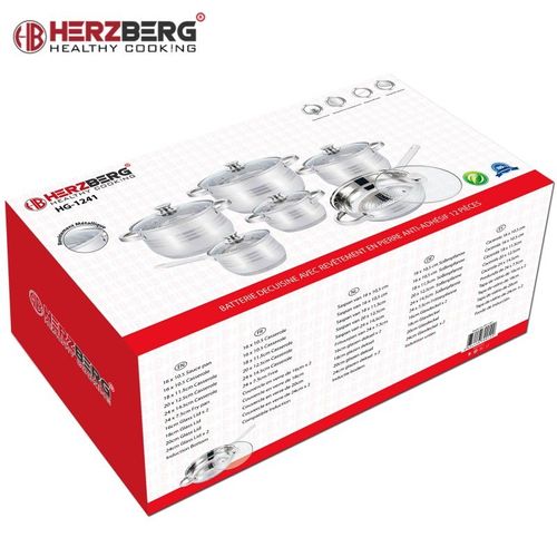 Batterie De Cuisine 12 Pièces En Acier Inoxydable Hg1241-ix