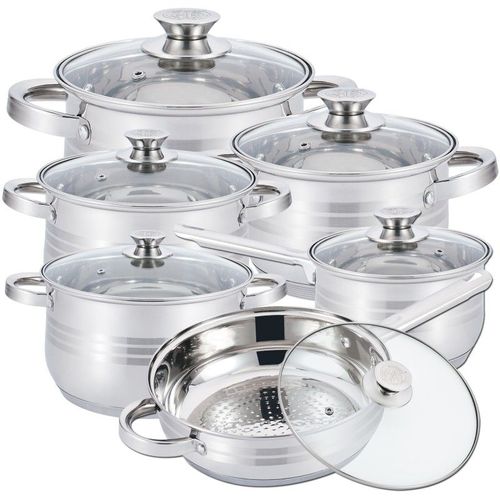 Batterie De Cuisine 12 Pièces En Acier Inoxydable Hg1241-ix