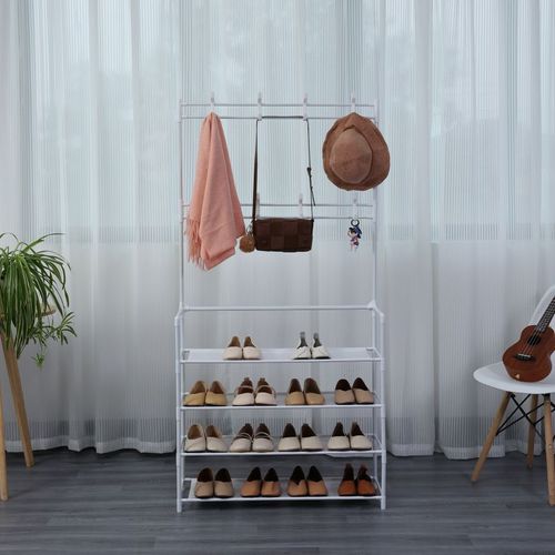 Porte-manteaux D'entrée Avec étagère À Chaussure À 4 Niveaux  Hg03411