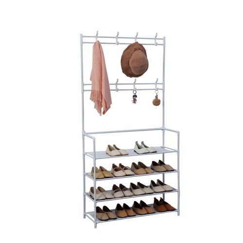 Porte-manteaux D'entrée Avec étagère À Chaussure À 4 Niveaux  Hg03411