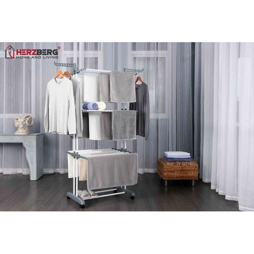 Séchoir Multifonctions 20m D'étendage Gris Hg8034-gry