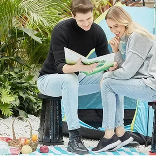 Chaise Télescopique Pliable Et Réglable Noir  Hg04050
