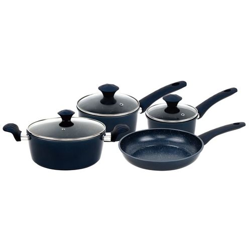 Batterie De Cuisine Forgée Revêtement En Marbre Bleu 7 Pièces  Hg04685-blu