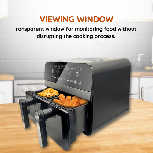 Friteuse à Air Chaud Airfryer Numérique Double Panier Noire 2400w Avec Fenêtre 9l  Cnafd45wb