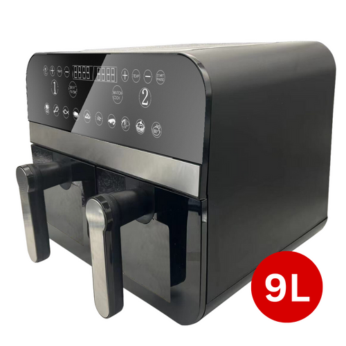 Friteuse à Air Chaud Airfryer Numérique Double Panier Noire 2400w Avec Fenêtre 9l  Cnafd45wb