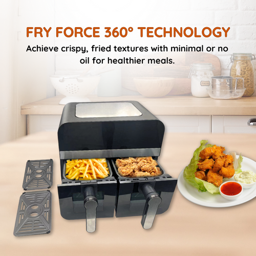 Friteuse à Air Chaud Airfryer Numérique Double Panier Noire 2400w Avec Fenêtre 9l  Cnafd45wb