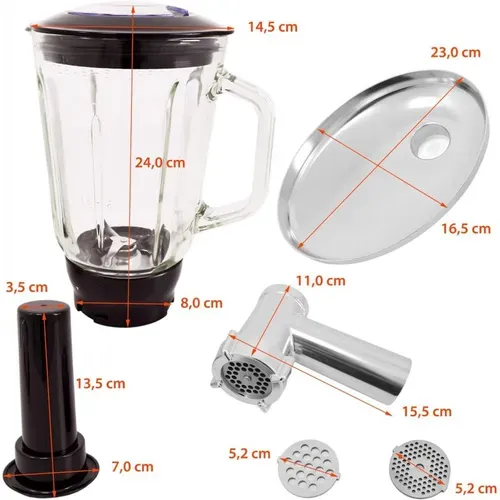 Robot Mulitfonction 2100w Rouge Royaltyline Rlpkm2100bg-red