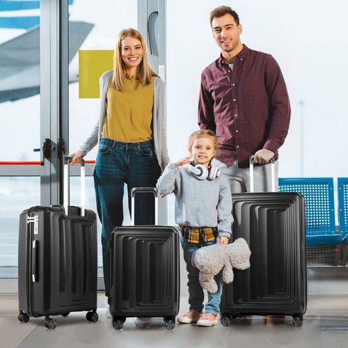 Set 3 Valises 36-67-98 Litres Abs Avec 4 Roulettes Noir  Rllts18747-blk