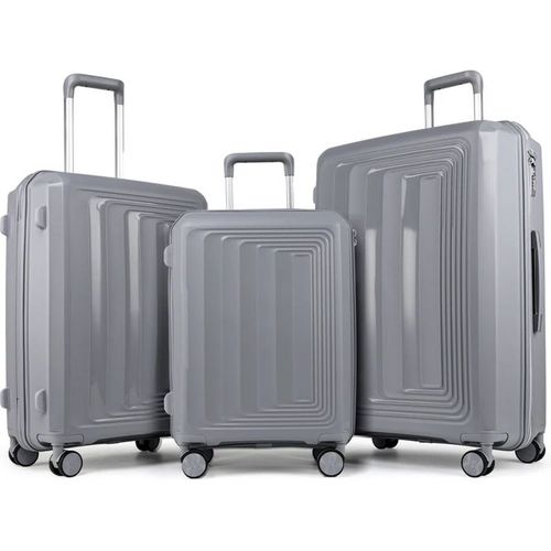 Set 3 Valises 36-67-98 Litres Abs Avec 4 Roulettes Argenté Rllts18747-sil
