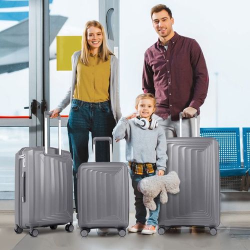 Set 3 Valises 36-67-98 Litres Abs Avec 4 Roulettes Argenté Rllts18747-sil