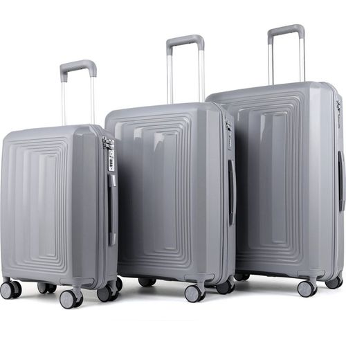 Set 3 Valises 36-67-98 Litres Abs Avec 4 Roulettes Argenté Rllts18747-sil