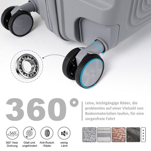 Set 3 Valises 36-67-98 Litres Abs Avec 4 Roulettes Argenté Rllts18747-sil