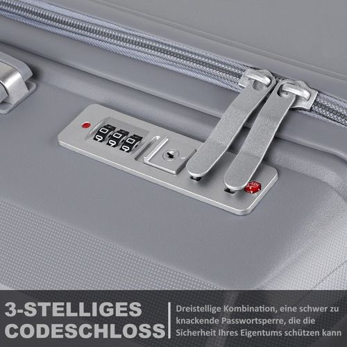 Set 3 Valises 36-67-98 Litres Abs Avec 4 Roulettes Argenté Rllts18747-sil