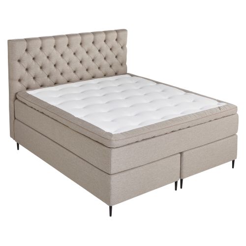 BOXSPRING lit complet taupe CONTINENTAL ép.72 cm 160x200 cm/2x80x200 cm