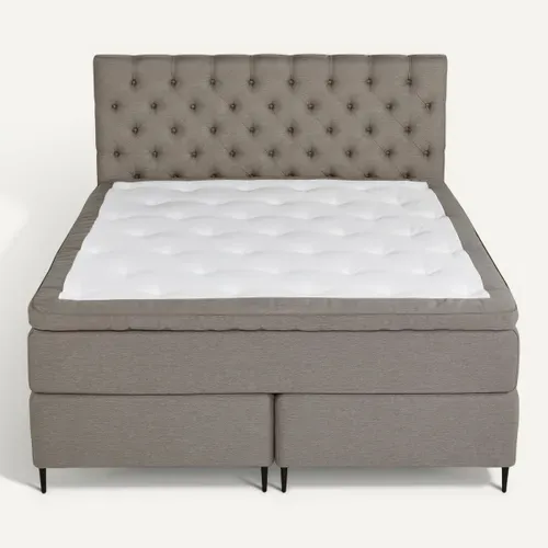 BOXSPRING lit complet gris CONTINENTAL ép.72 cm 180x200 cm/2x90x200 cm vue de face