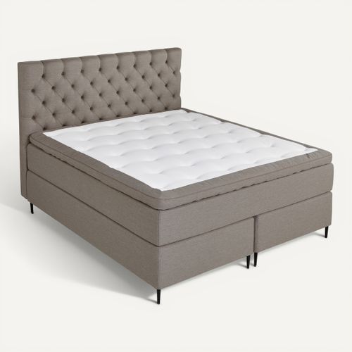 BOXSPRING lit complet gris CONTINENTAL ép.72 cm 180x200 cm/2x90x200 cm vue 3/4