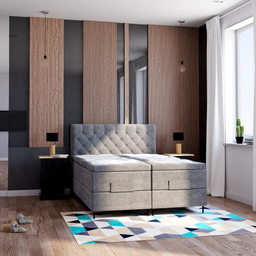 BOXSPRING lit complet relax CONTINENTAL gris 2x80x200 cm ép.66 cm vue d'ambiance 1
