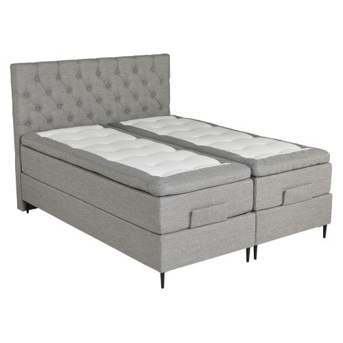 BOXSPRING lit complet relax CONTINENTAL gris 2x80x200 cm ép.66 cm