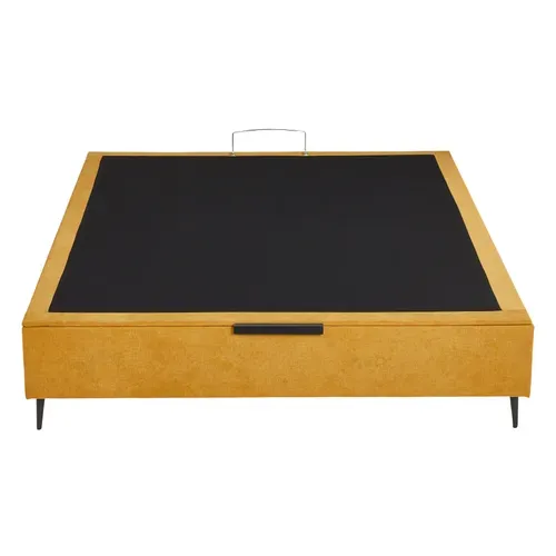 Sommier coffre 140x190 cm DREAMEA EDITION IMPERIAL jaune moutarde vue de face