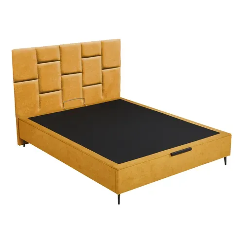 Sommier coffre 140x190 cm DREAMEA EDITION IMPERIAL jaune moutarde