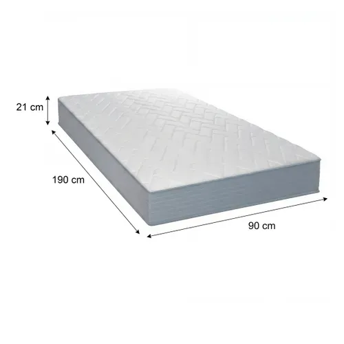 Matelas roulé ressorts 90x190 avec mémoire de forme GAIA 2 ép.21 cm