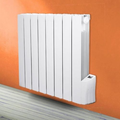 Radiateur à Inertie Fluide 1200 W Blanc, 8 Éléments, Mural, Thermostat LCD