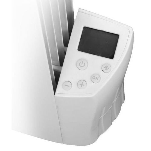 Radiateur à Inertie Fluide 1200 W Blanc, 8 Éléments, Mural, Thermostat LCD