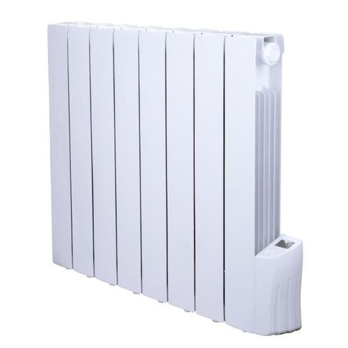 Radiateur à Inertie Fluide 1200 W Blanc, 8 Éléments, Mural, Thermostat LCD