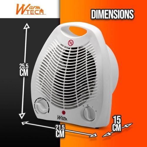Chauffage Soufflant - 2000w - 240v - Jusqu'a 15m3 - Blanc