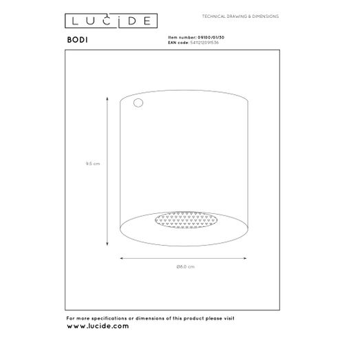 Bodi Spot Plafond - Noir - 1xgu10