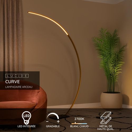 Curve Lampadaire Arceau - Or Mat / Laiton - LED Intégré