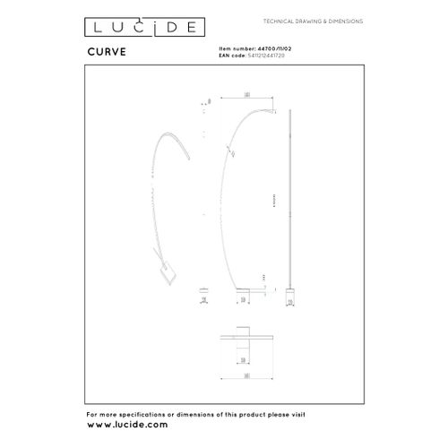 Curve Lampadaire Arceau - Or Mat / Laiton - LED Intégré