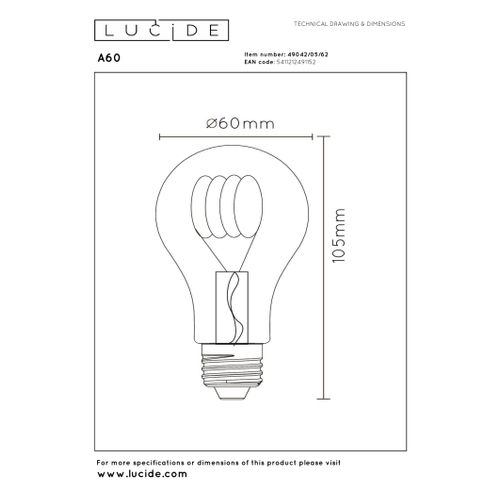 A60 Ampoule Filament - Ambre - E27