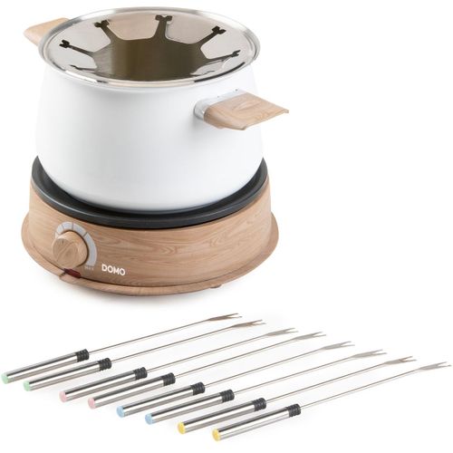 Fondue Électrique 1500 W, 2 L — 8 Personnes, Blanc Effet Bois