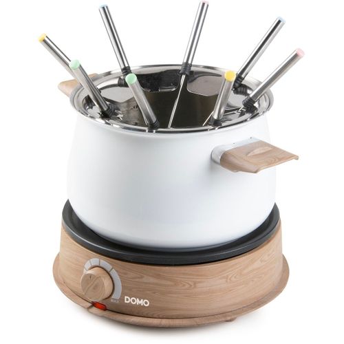 Fondue Électrique 1500 W, 2 L — 8 Personnes, Blanc Effet Bois