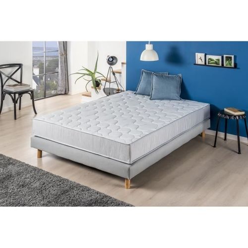 Ensemble Matelas + Sommier 160x200 Cm - 600 Ressorts Ensachés - 5 Zones De Confort - 19 Cm - Ferme