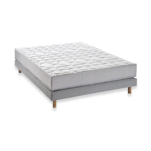 Ensemble Matelas + Sommier 160x200 Cm - 600 Ressorts Ensachés - 5 Zones De Confort - 19 Cm - Ferme