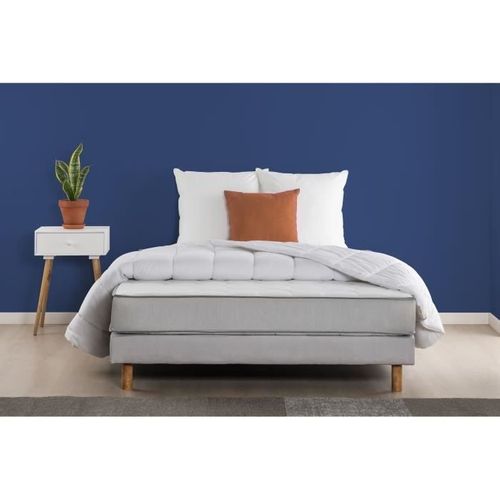 Pack Matelas 140x190cm + Sommier + Couette + 2 Oreillers - Ressorts Ensachés - 5 Zones - 19 Cm -