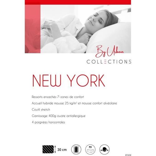 Ensemble Sommier Et Matelas 140x190cm - 798 Ressorts Ensachés - New York