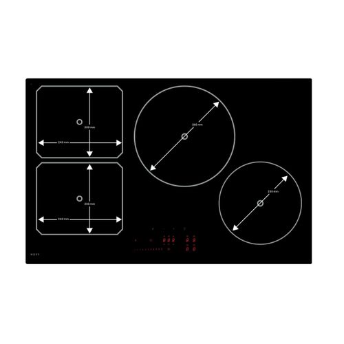 Table De Cuisson Induction 80cm 4 Feux 7400w Noir 1724