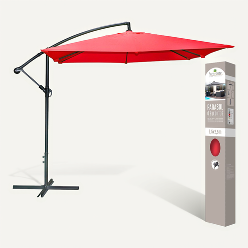 Parasol Déporté Avec Manivelle - 250 X 250 Cm. - Rouge